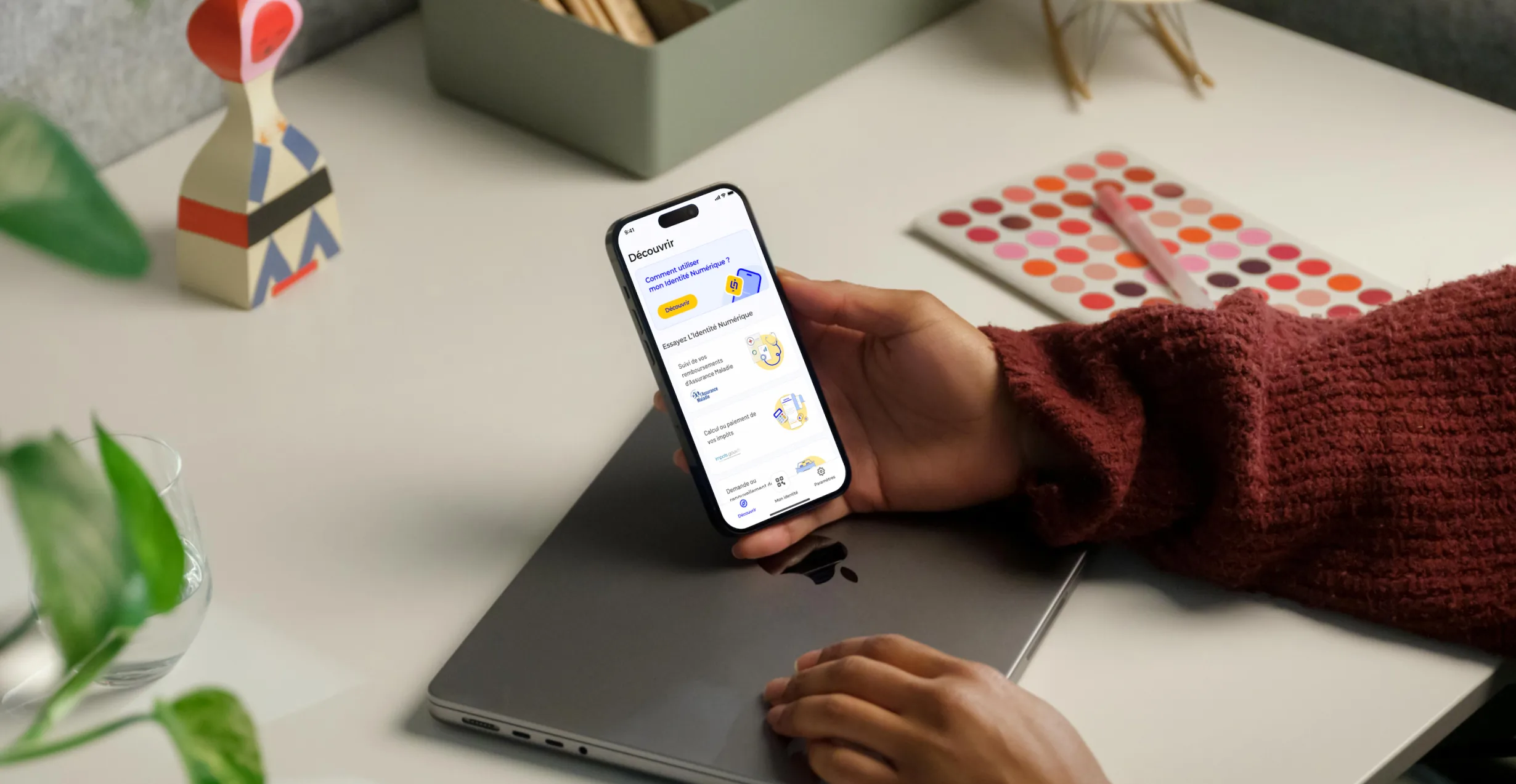 A person using the La Poste Digital Identity mobile application